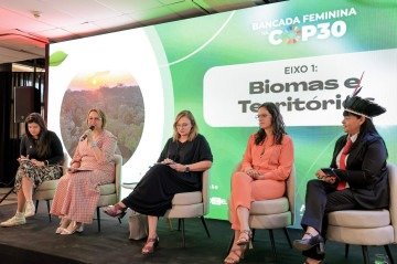 O Festival Curicaca recebeu a Bancada Feminina na COP 30, com mediação da jornalista Denise Rothenburg -  (crédito: Myke Sena)