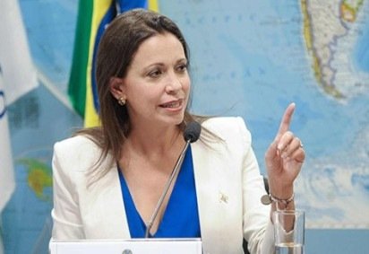 María Corina Machado no Senado Federal em 2014 -  (crédito: Marcos Oliveira/Agência Senado  )