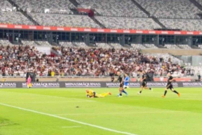 Tardelli marcou três gols em Desafo de Gigantes - (crédito: Foto: Reprodução/Mineirão) Tardelli marcou três gols em Desafo de Gigantes - (crédito: Foto: Reprodução/Mineirão)