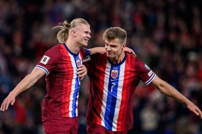 Para variar, Haaland foi o nome da vitória da Noruega -  (crédito: Foto: Reprodução/x)