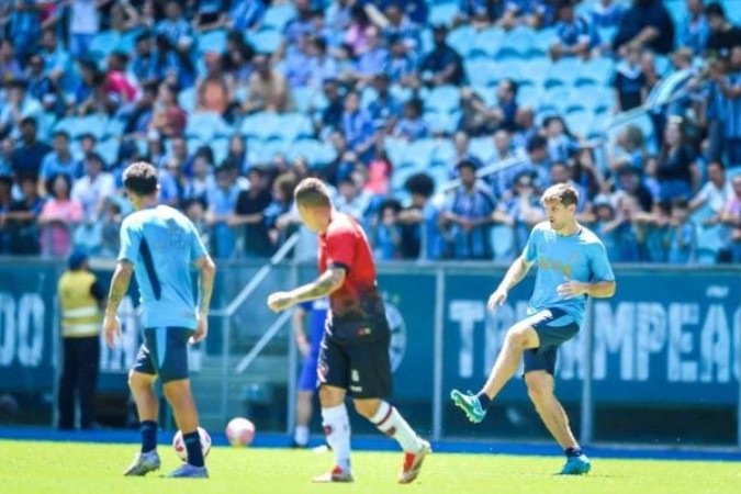 Jogo-treino do Grêmio frente ao Brasil de Pelotas neste sábado (11), na Arena -  (crédito: Foto: Lucas Uebel/Grêmio)