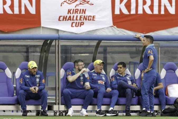 Ancelotti durante treinamento da Seleção Brasileira em Tóquio -  (crédito: Foto: Rafael Ribeiro/CBF)