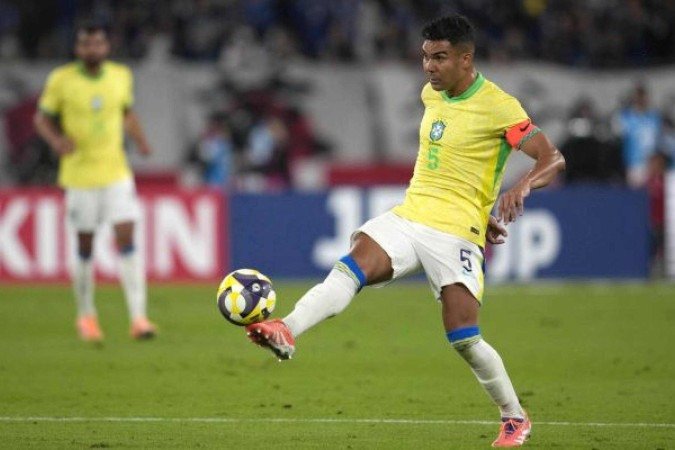 Casemiro em ação pela Seleção Brasileira diante do Japão em amistoso - (crédito: Foto: Horu Hanai/Getty Images) Casemiro em ação pela Seleção Brasileira diante do Japão em amistoso - (crédito: Foto: Horu Hanai/Getty Images)
