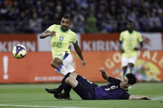 Paulo Henrique em ação com a camisa da Seleção diante do Japão -  (crédito: Foto: Rafael Ribeiro/CBF)