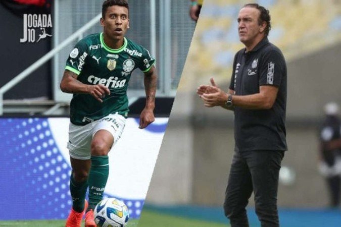 Marcos Rocha e Cuca se envolveram em confusão na final da Libertadores de 2020 -  (crédito:  Cesar Greco/Palmeiras e Ivan Storti/Santos)