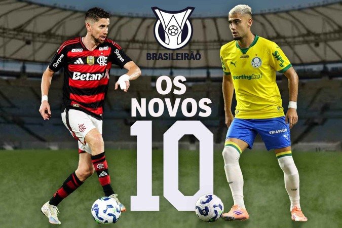 Jorginho e Andreas Pereira são os metrônomos do meio de campo do Flamengo e do Palmeiras no clássico deste domingo -  (crédito: Arte de Arthur Filho sobre fotos de Gilvan de Souza/Flamengo e Cesar Greco/Palmeiras)