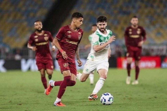 Riquelme Felipe em ação com a camisa do Fluminense diante do Juventude -  (crédito: Foto: Lucas Merçon/Fluminense)