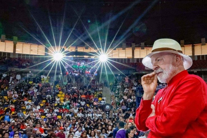 Lula no encontro com os alunos da Rede de Cursinhos  -  (crédito: Ricardo Stuckert / PR)