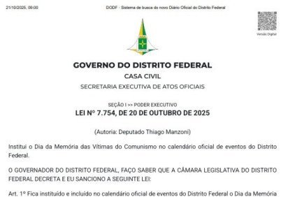 Lei sancionada estabelece a data de 4 de junho  -  (crédito: Reprodução) -Lei sancionada estabelece a data de 4 de junho  -  (crédito: Reprodução)