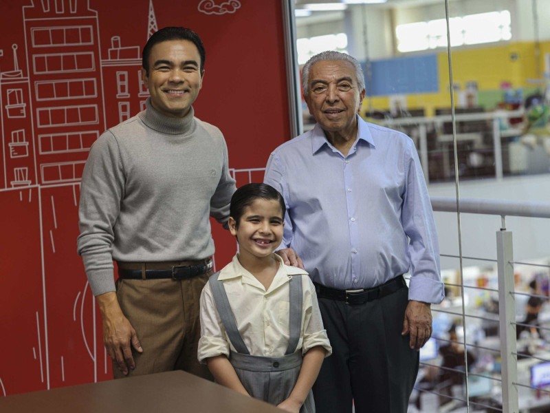 Mauro Sousa, Diego Laumar e Mauricio de Sousa nos bastidores do filme -  (crédito: Vantoen Pereira Jr.)