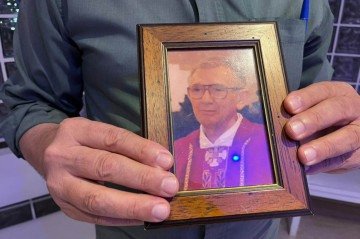 Imagem do padre italiano Alberto Trombini, que idealizou e desenhou a estrutura da Igreja da Barca