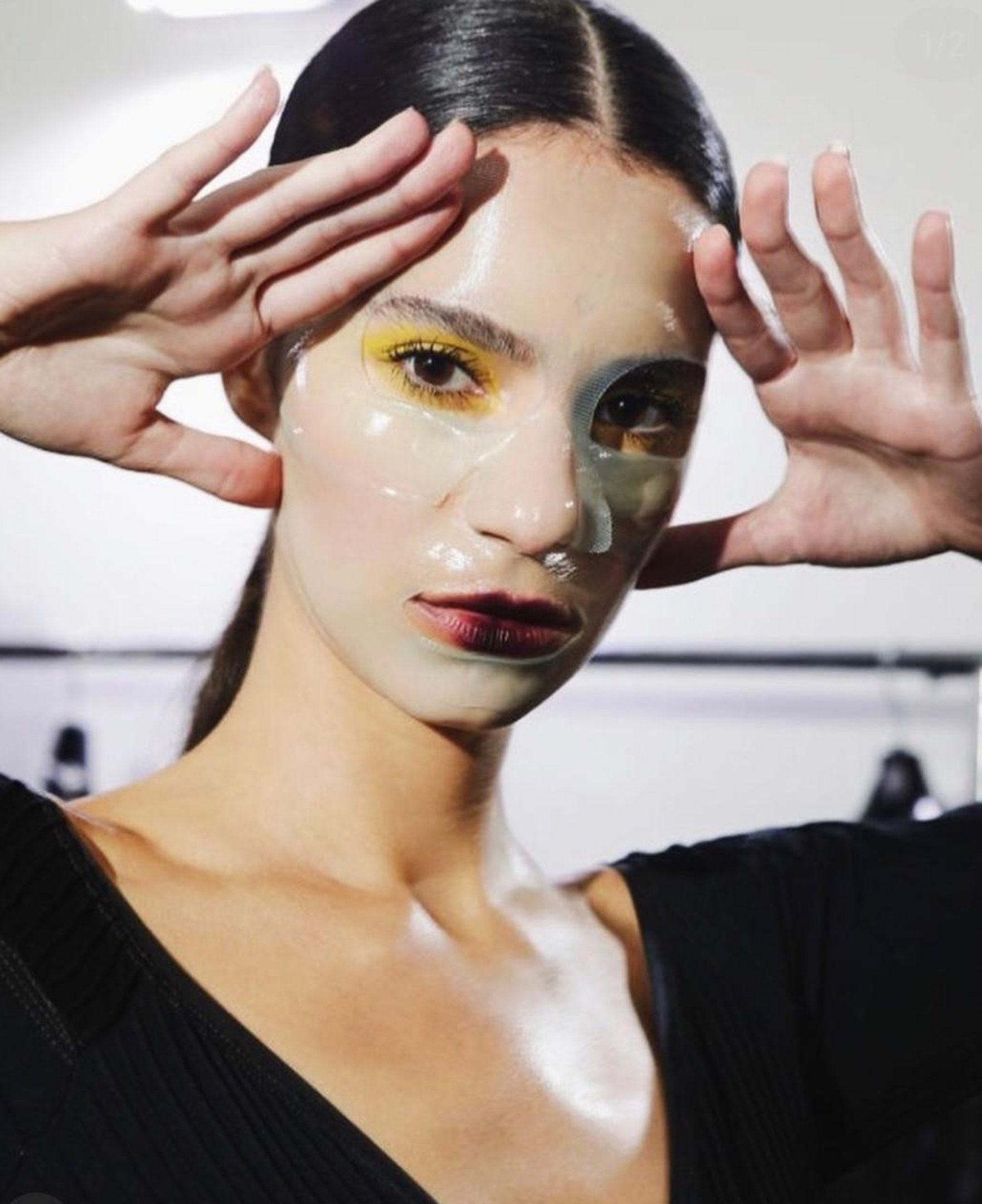 Maquiagem produzida por Marcos Costa para um desfile de Lino Villaventura na S&atilde;o Paulo Fashion Weel 