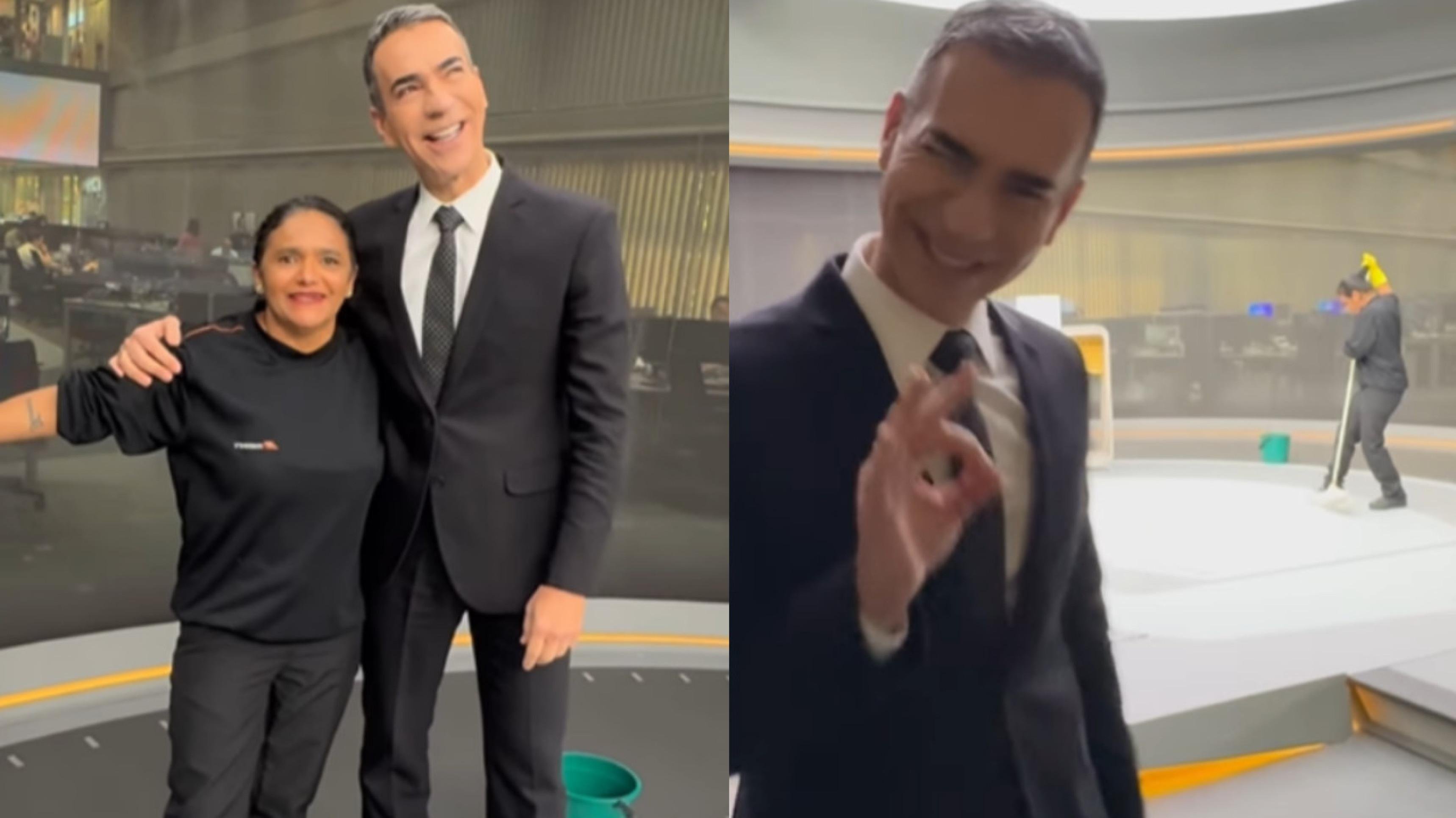 César Tralli homenageia funcionária da limpeza e emociona web