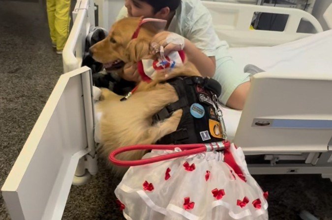 Antes das sessões de terapia, Bella faz exames e toma banho 