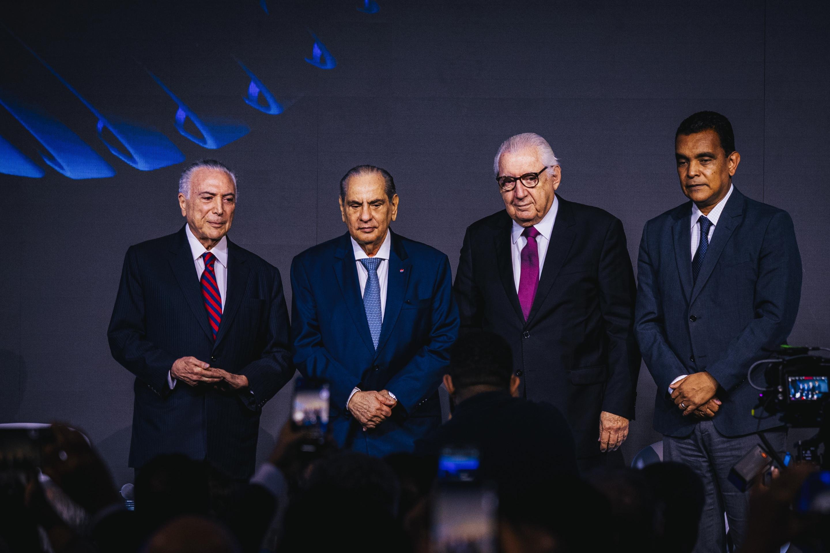 Michel Temer, José Roberto Tadros, Guilherme Afi f Domingos e Rui Alves, Secretário Paulista de Turismo, na abertura