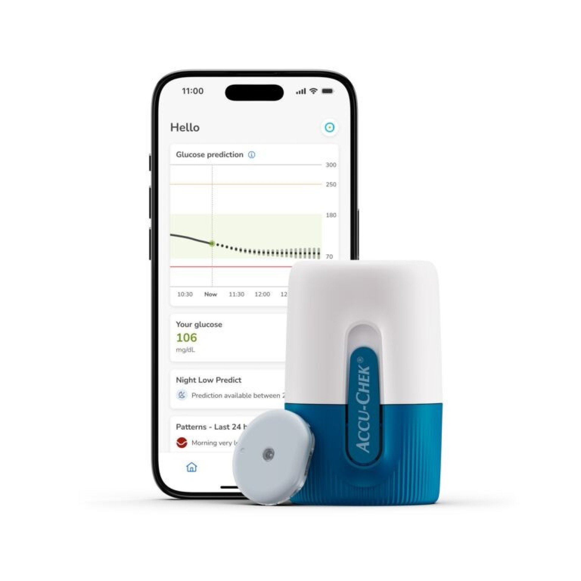 O novo sensor Accu-Chek Smart Guide, desenvolvido pela Roche Diagnóstica Brasil, prevê quedas e aumento de glicemia antes que aconteçam 