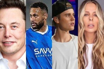 Elon Musk, Neymar, Justin Bieber e Adriane Galisteu -  (crédito: Foto montagem internet)