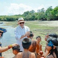 Presidente Lula, durante visita à Aldeia Vista Alegre do Capixauã, Reserva Extrativista Tapajós-Arapiuns -  (crédito: Ricardo Stuckert / PR)