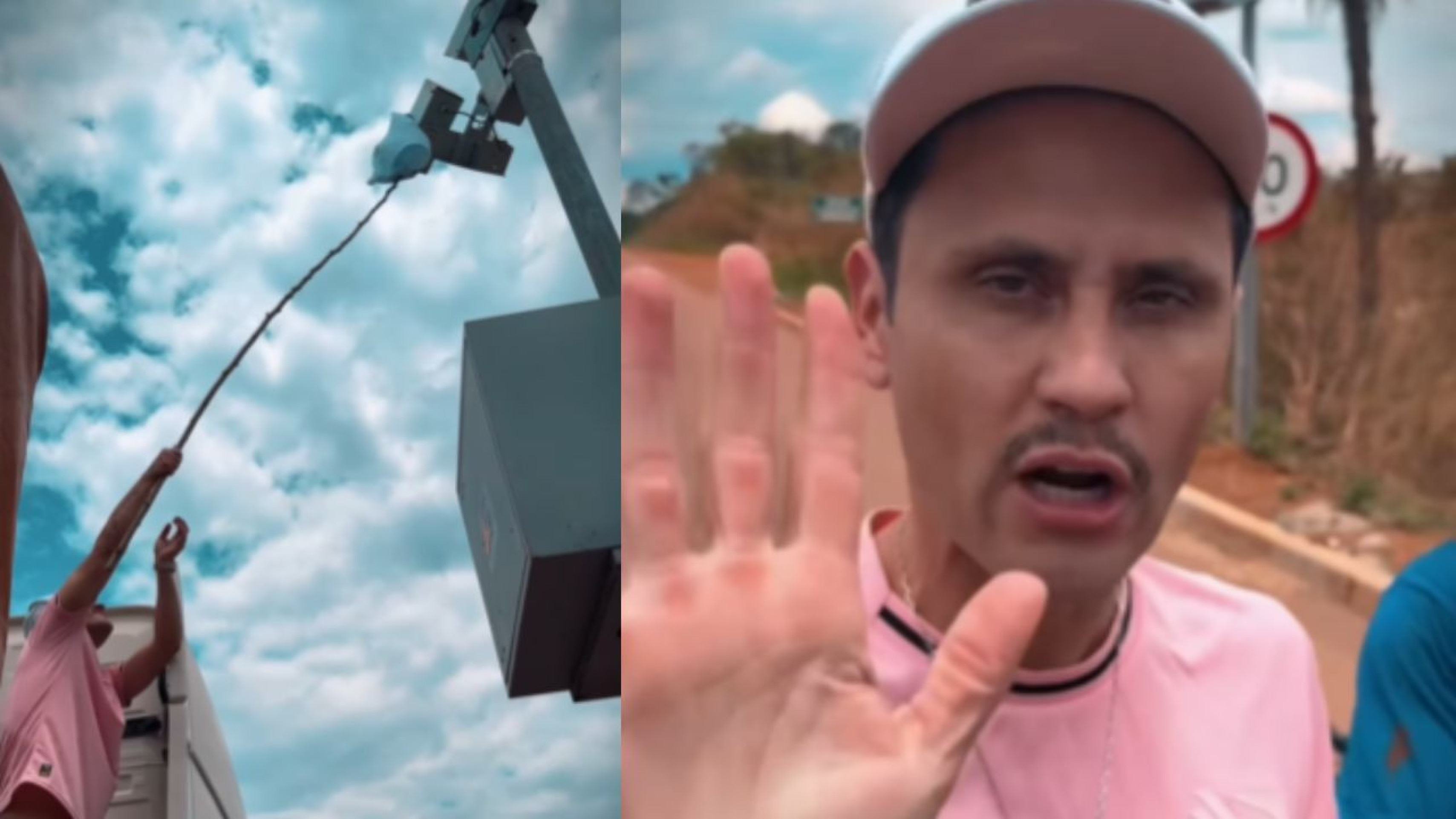 Senador posta vídeo em que cobre o radar eletrônico de rodovia