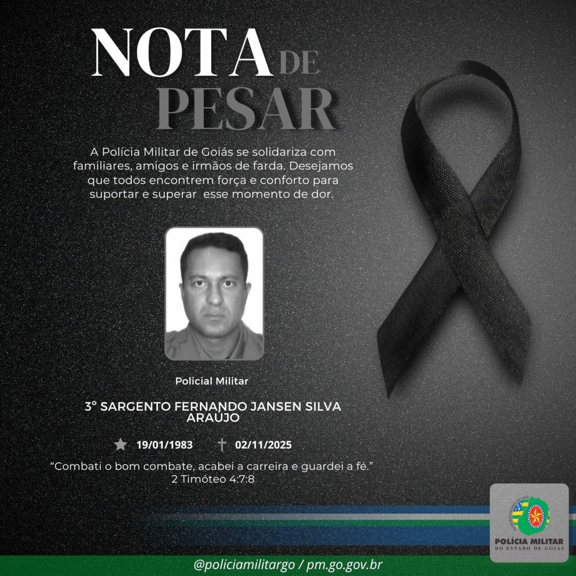 Sargento da PM de Goi&aacute;s morre ap&oacute;s carro bater em pilastra na EPIA