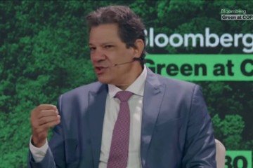 Ministro da fazenda, Fernando Haddad, em evento em São Paulo organizado pela Bloomberg
 -  (crédito: Reprodução YouTube)
