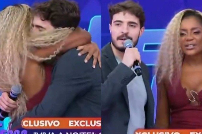 Após beijaço, Cariúcha e João Augusto se reencontram ao vivo na TV - (crédito: Reprodução/SBT) Após beijaço, Cariúcha e João Augusto se reencontram ao vivo na TV - (crédito: Reprodução/SBT)