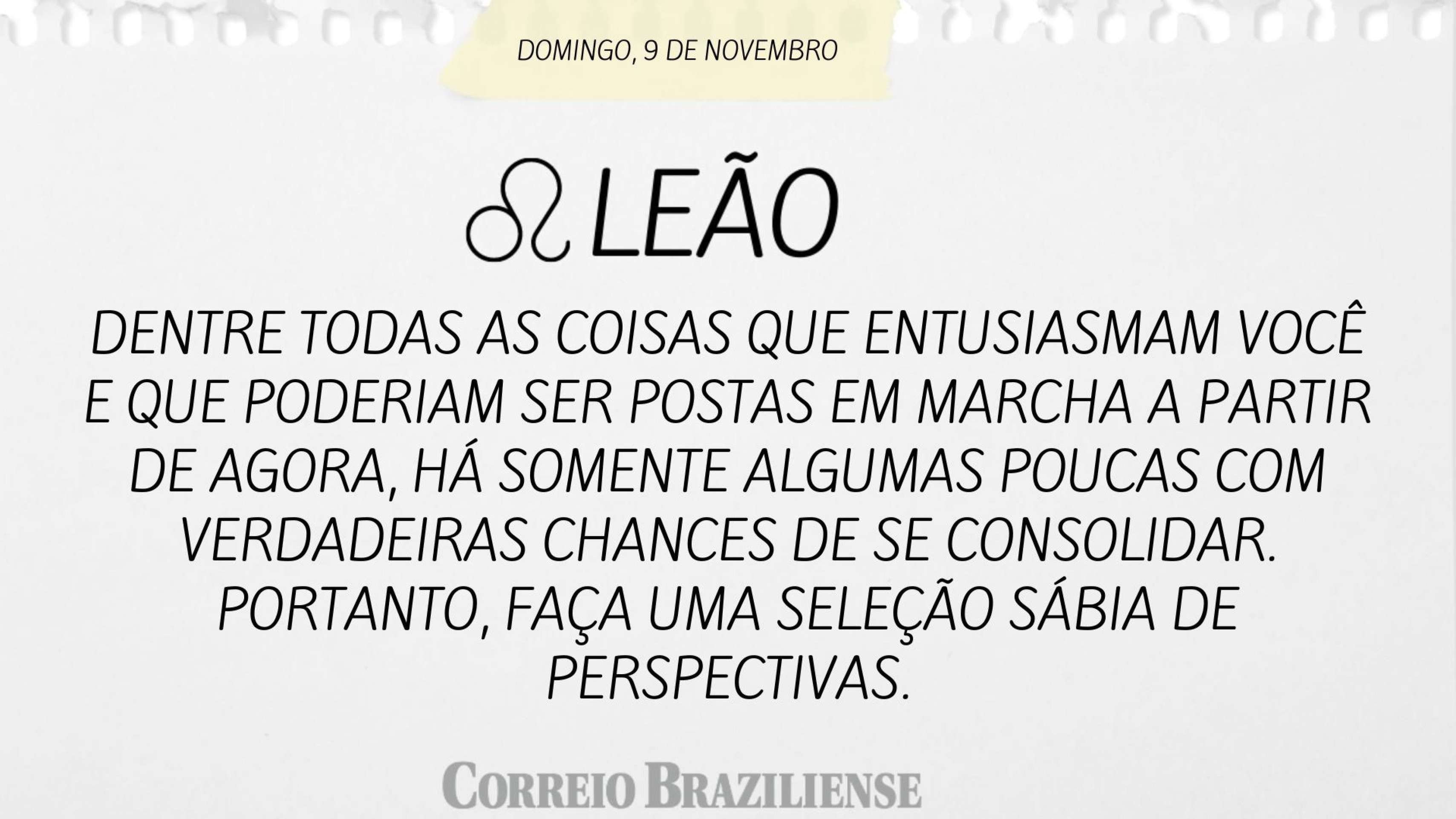 Horóscopo deste domingo (9/11) 