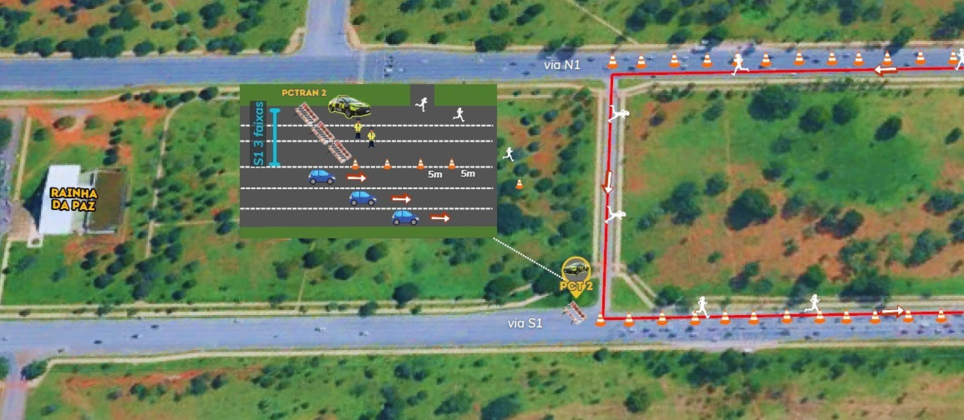 Via de liga&ccedil;&atilde;o S1/N1, localizada entre a Catedral Rainha da Paz e a Pra&ccedil;a do Cruzeiro