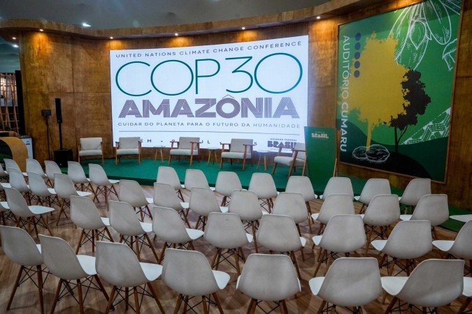 Na foto, fachada do Pavilhão Brasil montado na Blue Zone da COP 30 - (crédito: Rogério Cassimiro/MMA) Na foto, fachada do Pavilhão Brasil montado na Blue Zone da COP 30 - (crédito: Rogério Cassimiro/MMA)