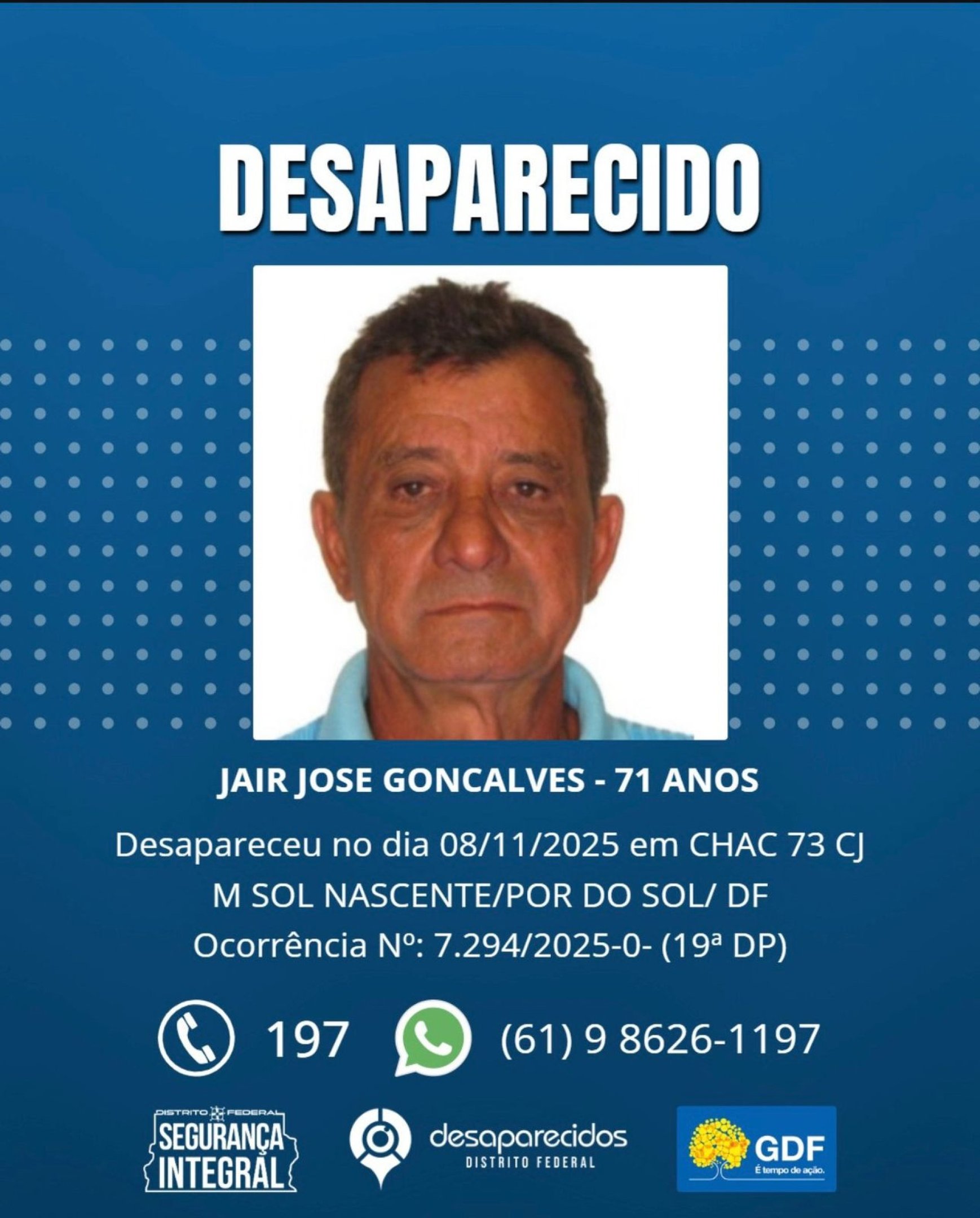 Jair Jos&eacute; Gon&ccedil;alves estava desaparecido desde o &uacute;ltimo domingo (9/11)