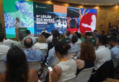 Evento de lançamento do 4º Lote do Leilão da Eco Invest Brasil, em Belém (PA). -  (crédito: Rogério Cassimiro/MMA) -Evento de lançamento do 4º Lote do Leilão da Eco Invest Brasil, em Belém (PA). -  (crédito: Rogério Cassimiro/MMA)