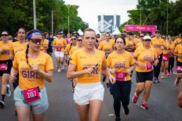 A secretária da Muler, Giselle Ferreira, e a vice-governadora do DF, Celina Leão, na Corrida Girl Power -  (crédito: George Gianni/VGDF)