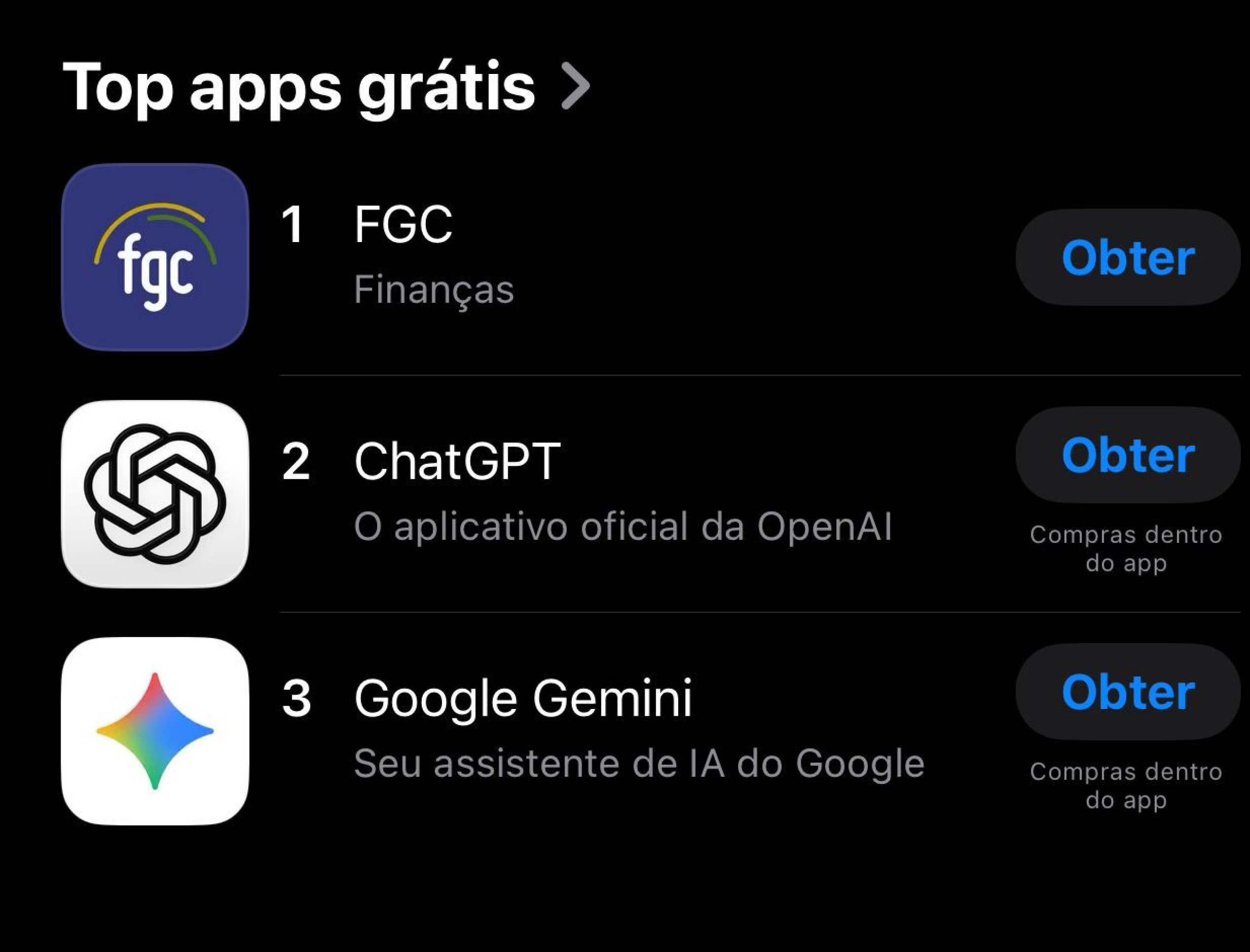 Aplicativo do FGC se torna o mais baixado do Brasil, superando o Chat GPT