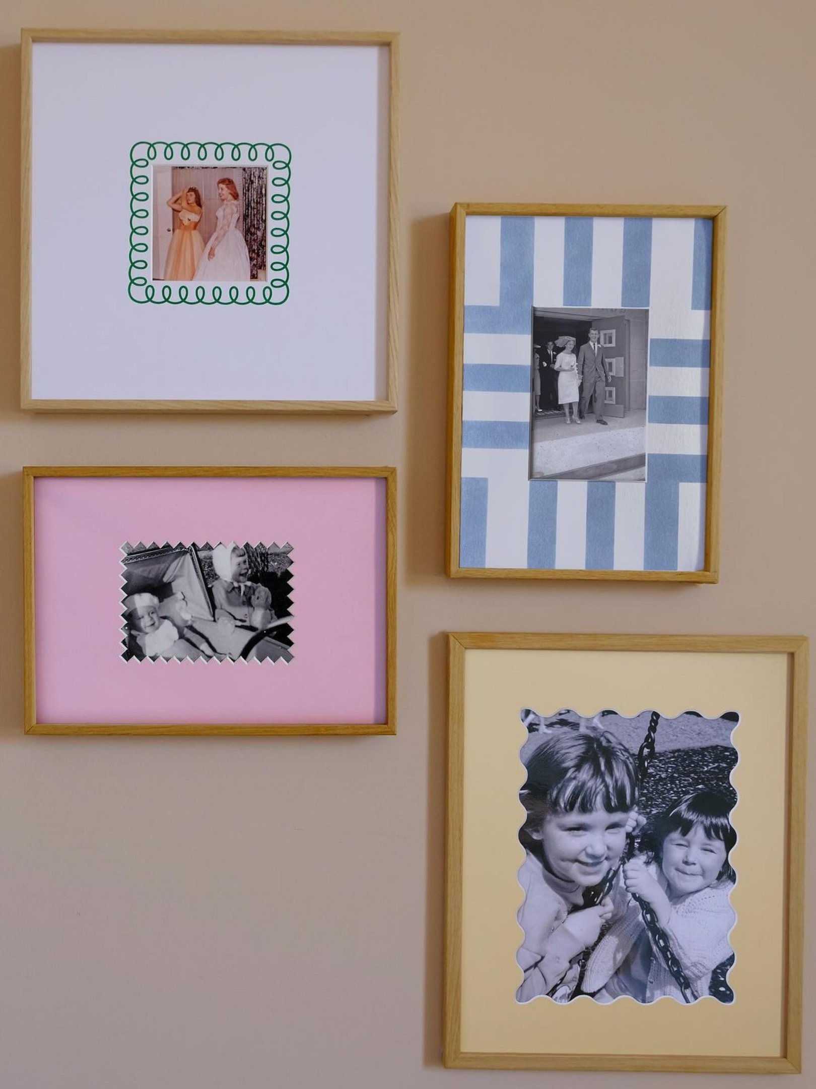 Inovar no fundo do porta retrato pode ser uma boa ideia para quer quer trazer cores e memorias a um ambiente 