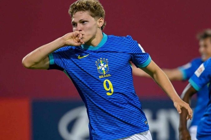  Dell, o Haaland do SertÃ£o, autor dos dois gols do Brasil, conta Marrocos na Copa do Mundo Sub-17 -  (crédito:  Reprodução/Instagram @dell@08)