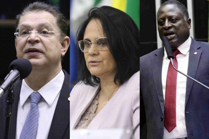 Sóstenes, Damares e Hélio Lopes: reação à prisão -  (crédito: Reprodução)