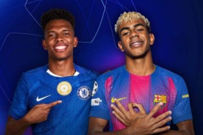 Estevão e Yamal, os dois sub-20 com mais gols em 2025, se encontram pela primeira vez na carreira nesta terça-feira, em Londres.  -  (crédito: Champions League )
