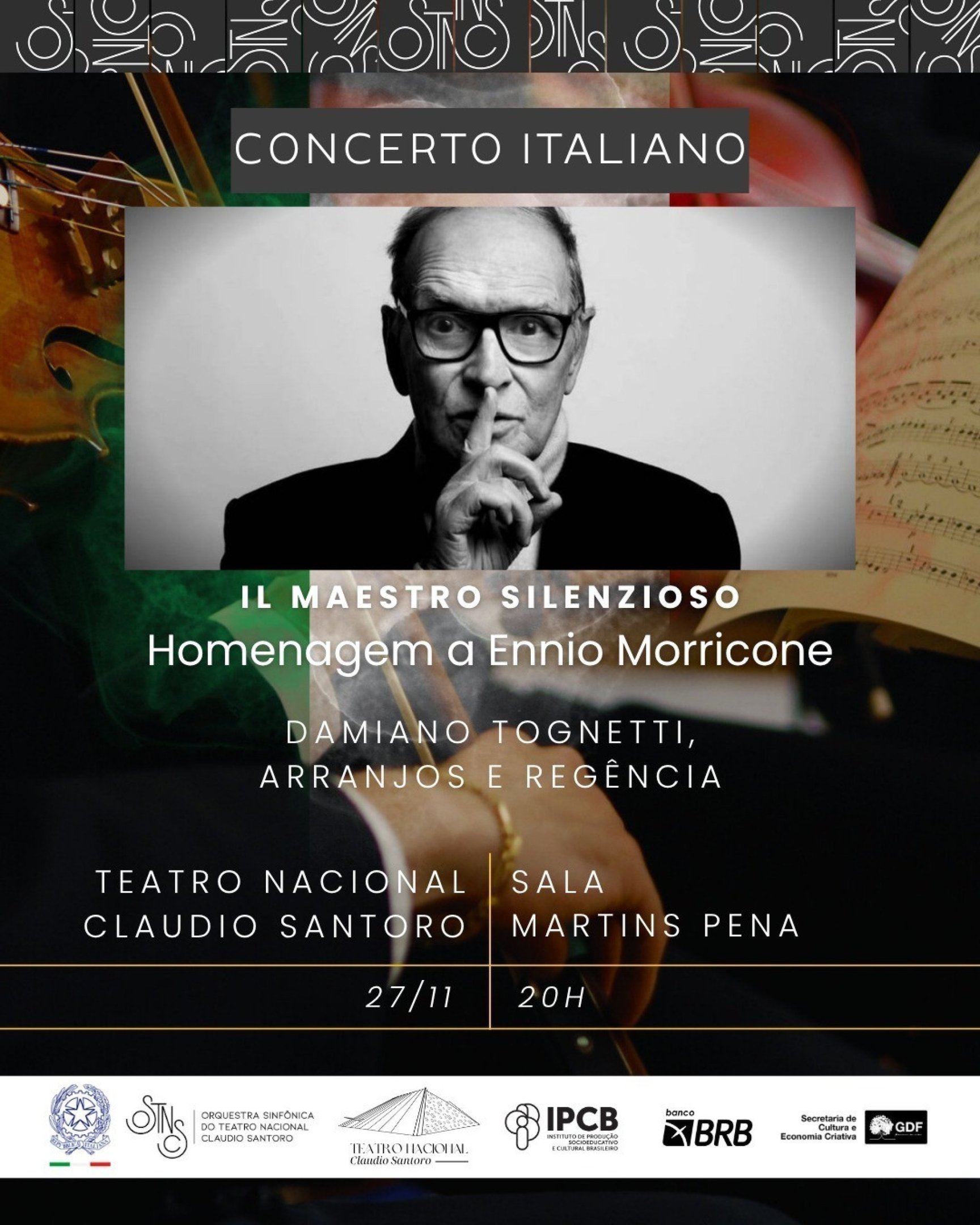 Ennio Morricone é homenageado em concerto nesta quinta, no Teatro Nacional