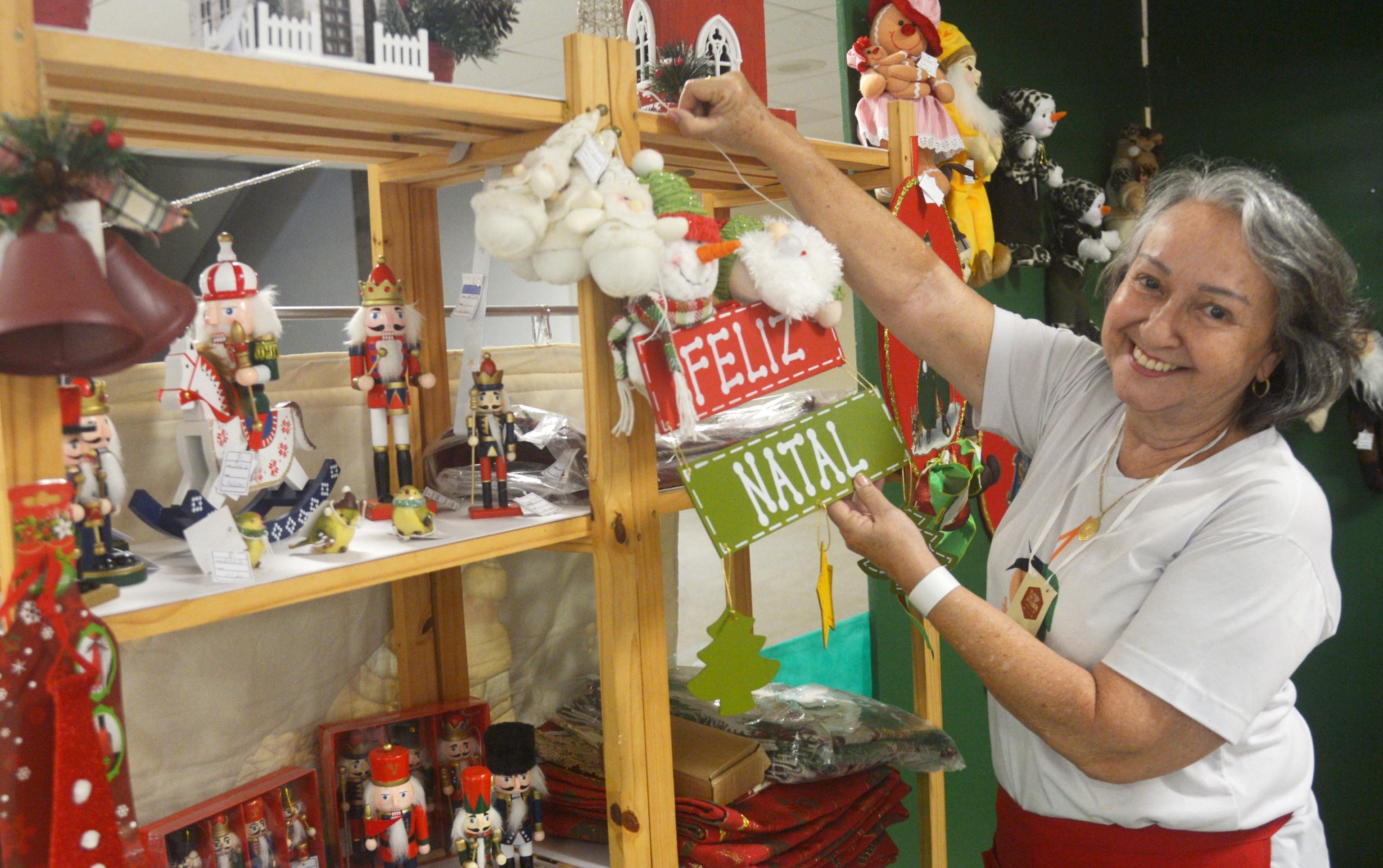 Marina Abdo, presidente da Casa do Pequeno Polegar, participa feira natalina promovida pela Casa Azul