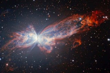 Nova captura evidencia as asas luminosas e a estrutura bipolar da borboleta cósmica - (crédito: GeminiObs/NOIRLab/NSF/AURA) Nova captura evidencia as asas luminosas e a estrutura bipolar da borboleta cósmica - (crédito: GeminiObs/NOIRLab/NSF/AURA)