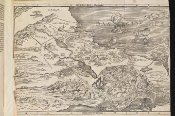 Mapa impresso no Antigo Testamento, de Christopher Froschauer, em 1525 -  (crédito: Divulgação/Universidade de Cambridge)