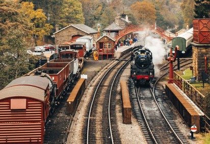  Steam train leaving a train station
     -  (crédito:  Lucy Ellis) - Steam train leaving a train station
     -  (crédito:  Lucy Ellis)