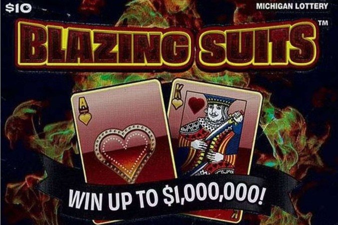 Bilhete do Blazing Suits, jogo que premiou o um norte-americano com U$ um milhão de dólares -  (crédito: Reprodução/Michigan Lottery)
