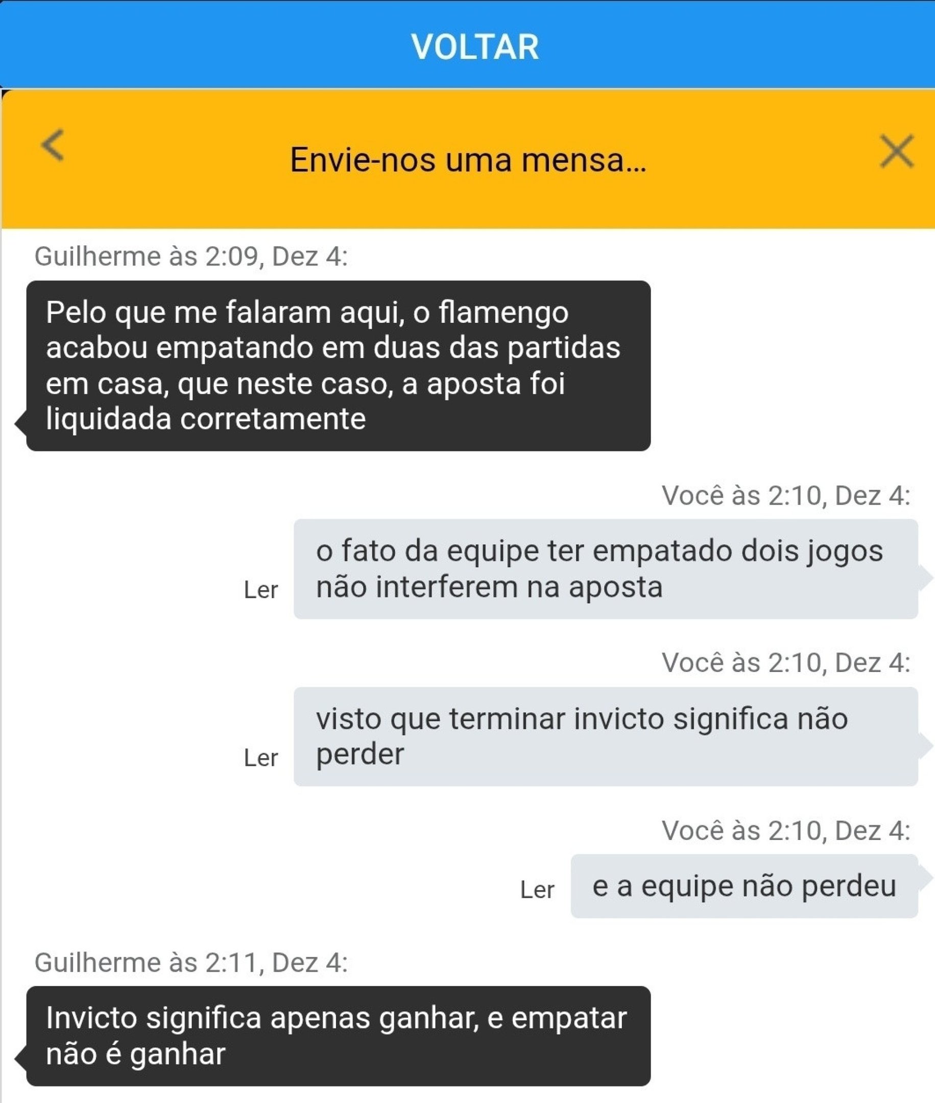 Prints que circularam nas redes de conversa entre usuário e atendente 