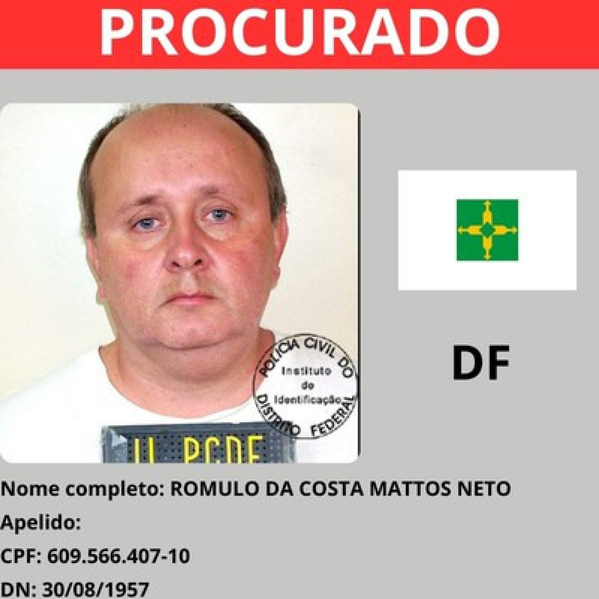 Romulo da Costa Mattos Neto (68 anos) — lista dos foragidos mais procurados do país