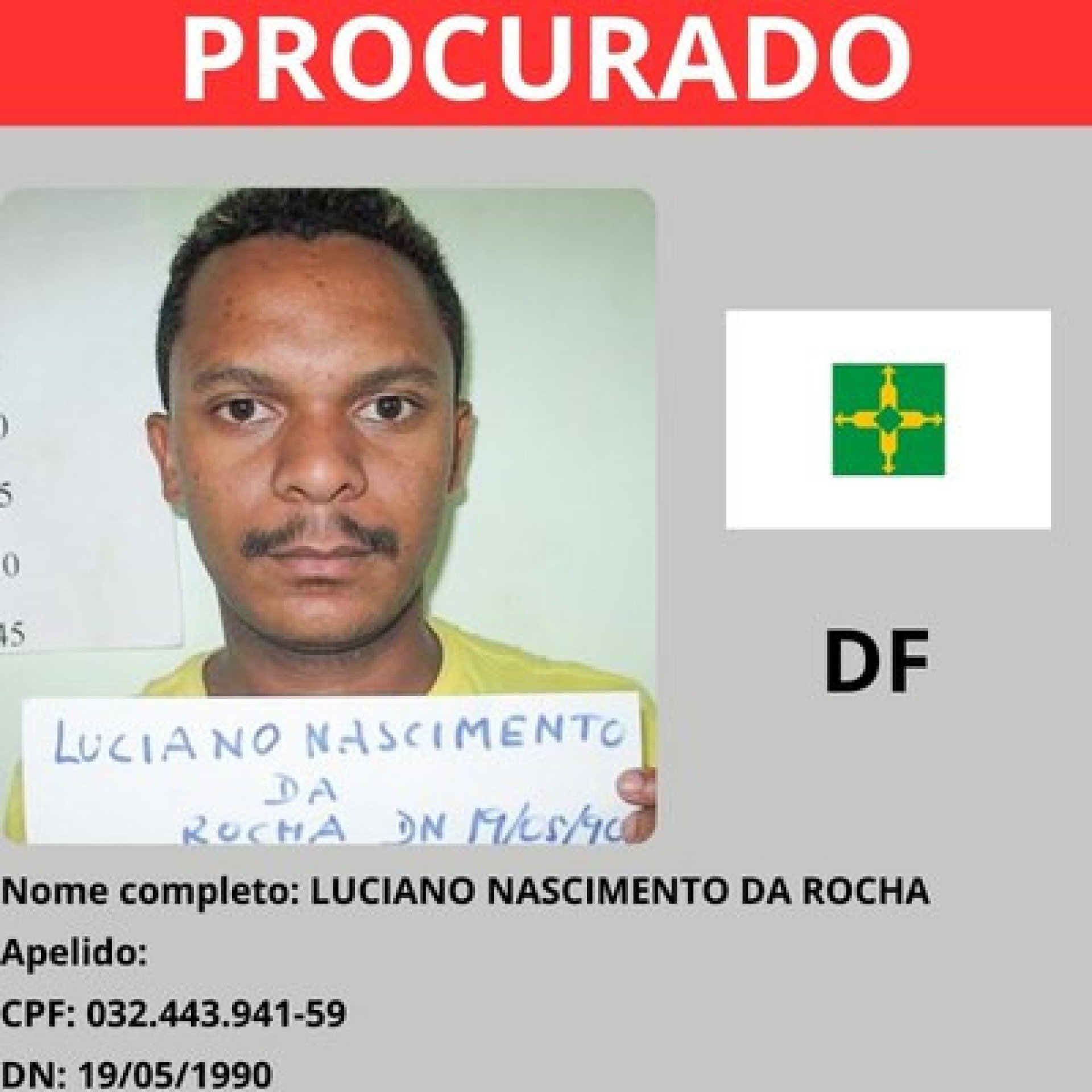 Luciano Nascimento da Rocha (35 anos) — lista dos foragidos mais procurados do país