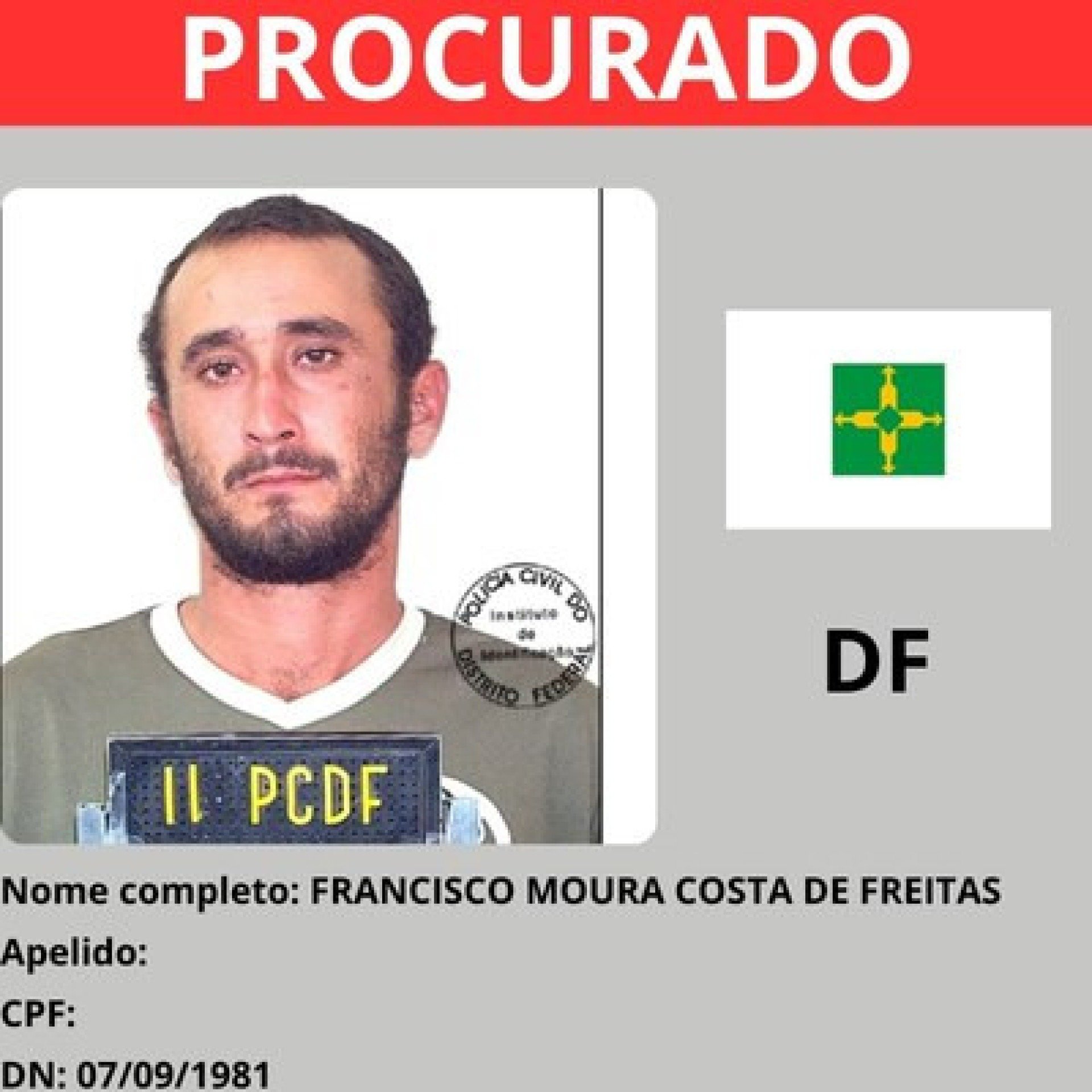 Francisco Moura Costa de Freitas (44 anos) - lista dos foragidos mais procurados do país