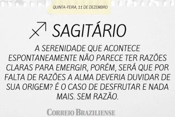 Horóscopo desta quinta-feira (11/12)