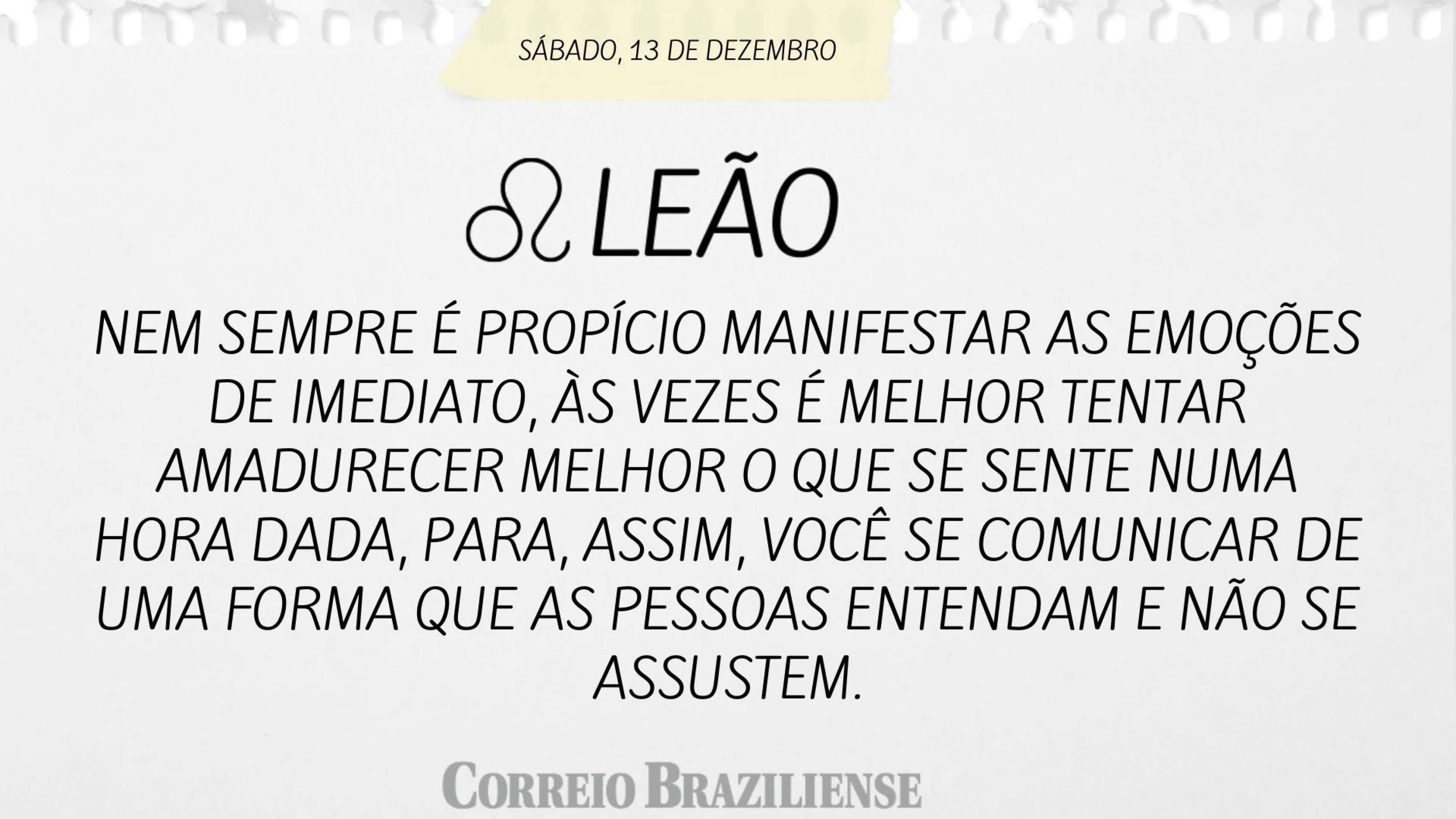 Hor&oacute;spoco deste s&aacute;bado (13/12)