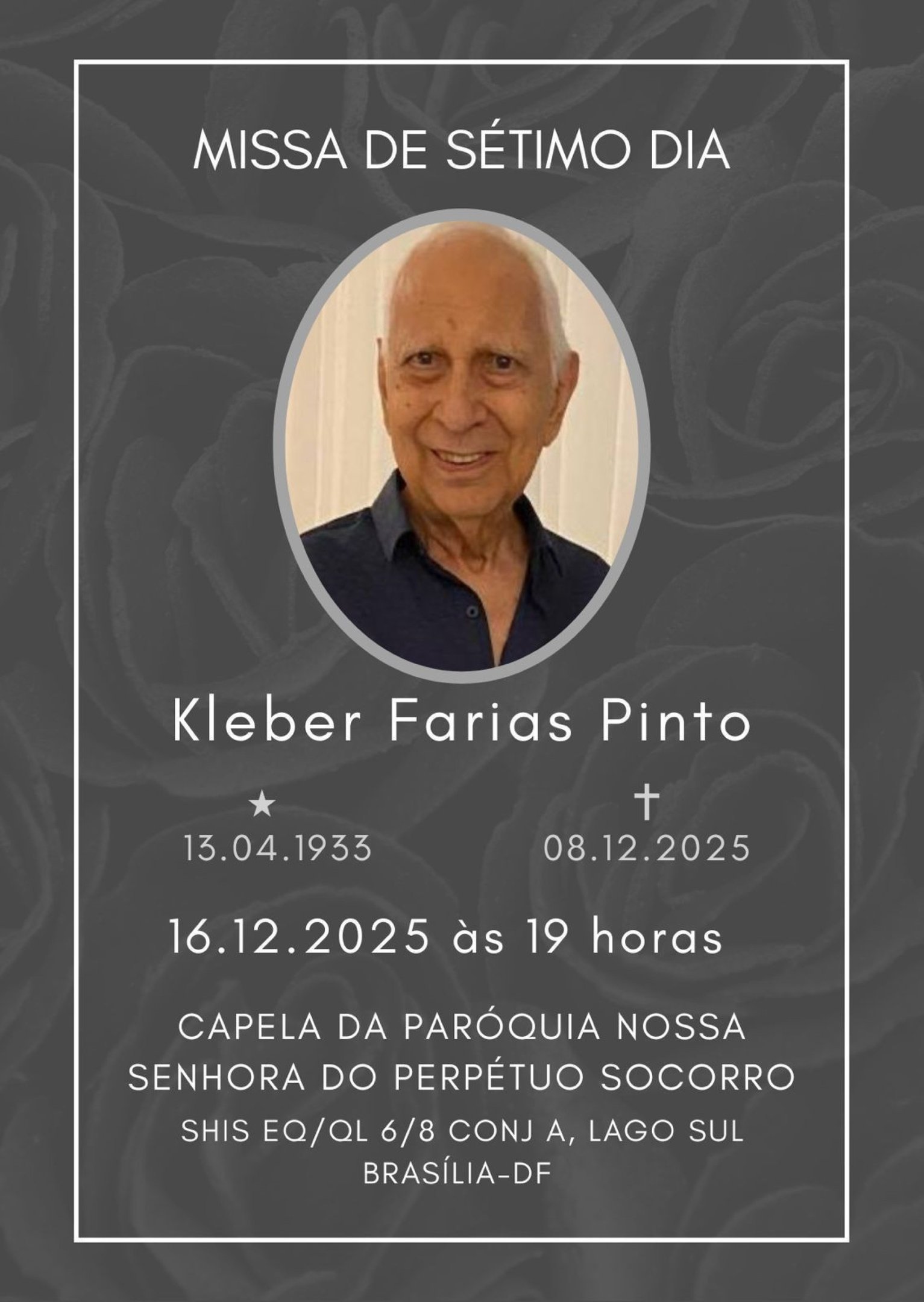 Missa de sétimo dia será na próxima terça-feira (16)